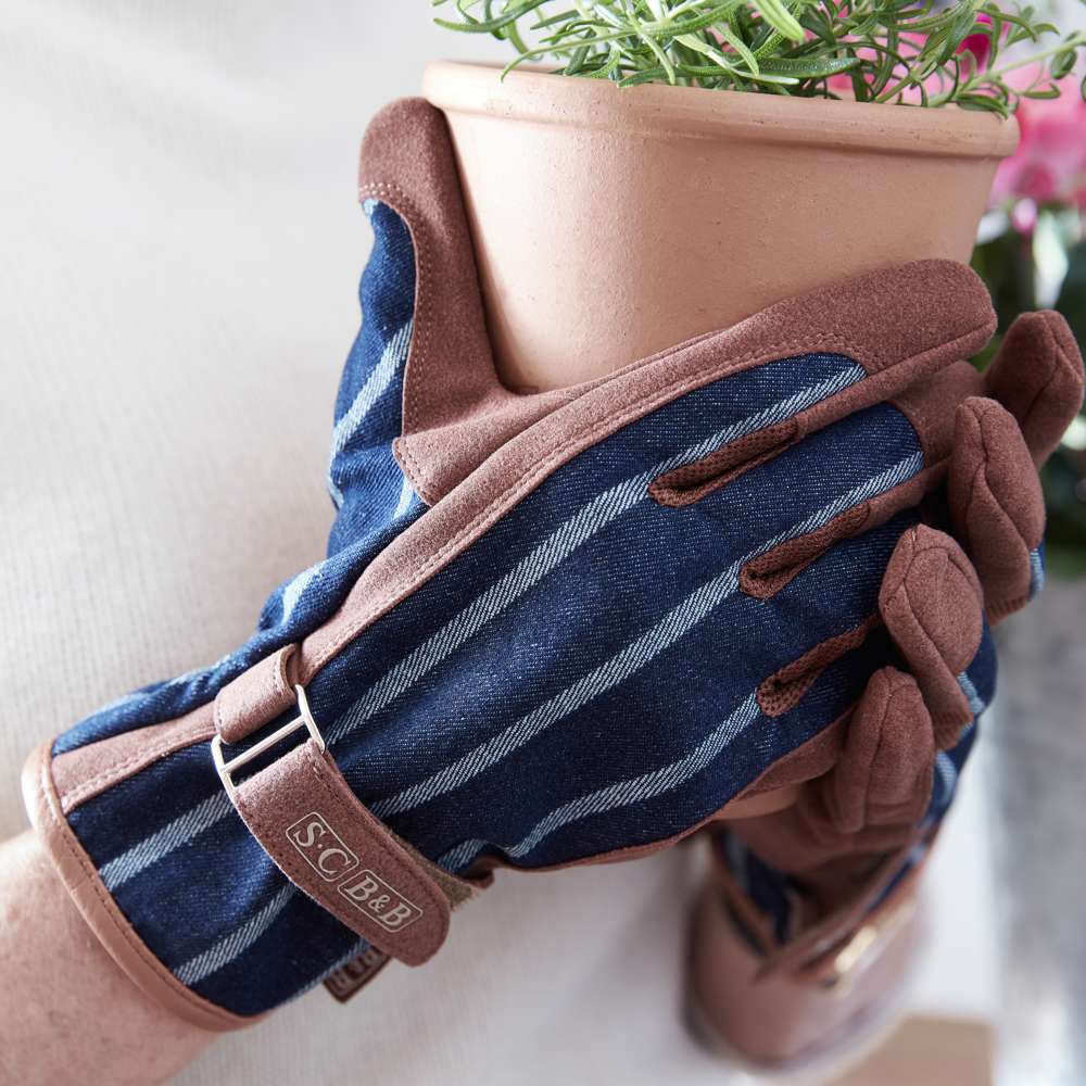 Burgon & Ball Havehandsker Striped Glove Blue